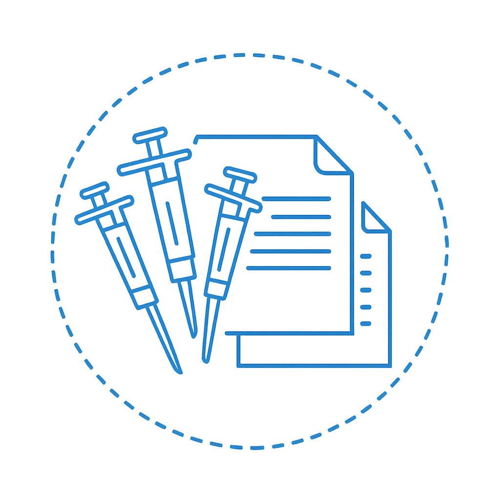 Stylized pipettes and documentation icon